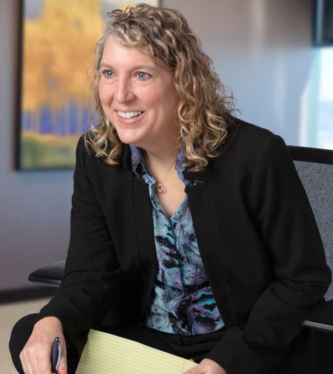 Donna Stevermer with pad and paper