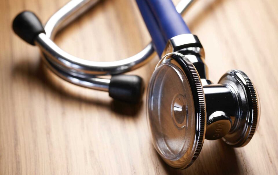 Close up image of a stethoscope.