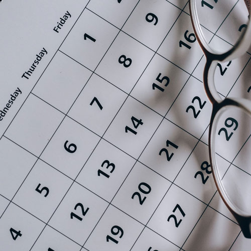 Close up of a desk calendar