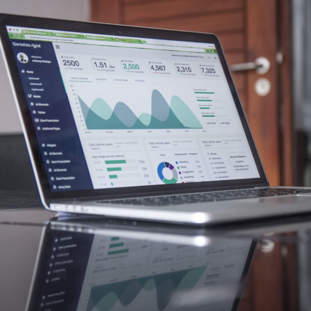 Accounting report open on a laptop computer