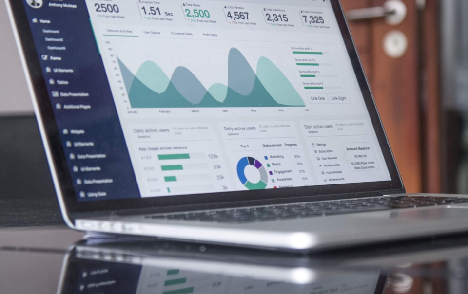 Accounting report open on a laptop computer
